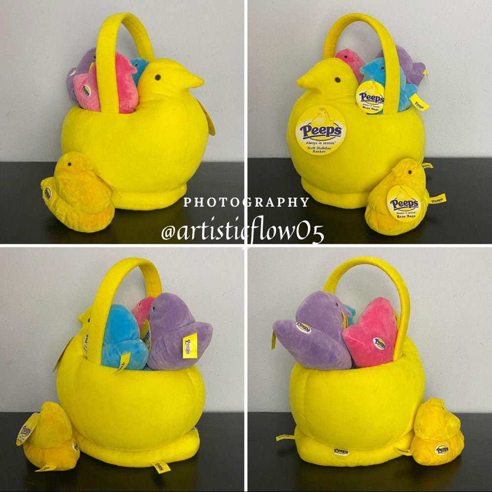NEW! Peeps 2005 Yellow Chick Basket & 4 Chicks